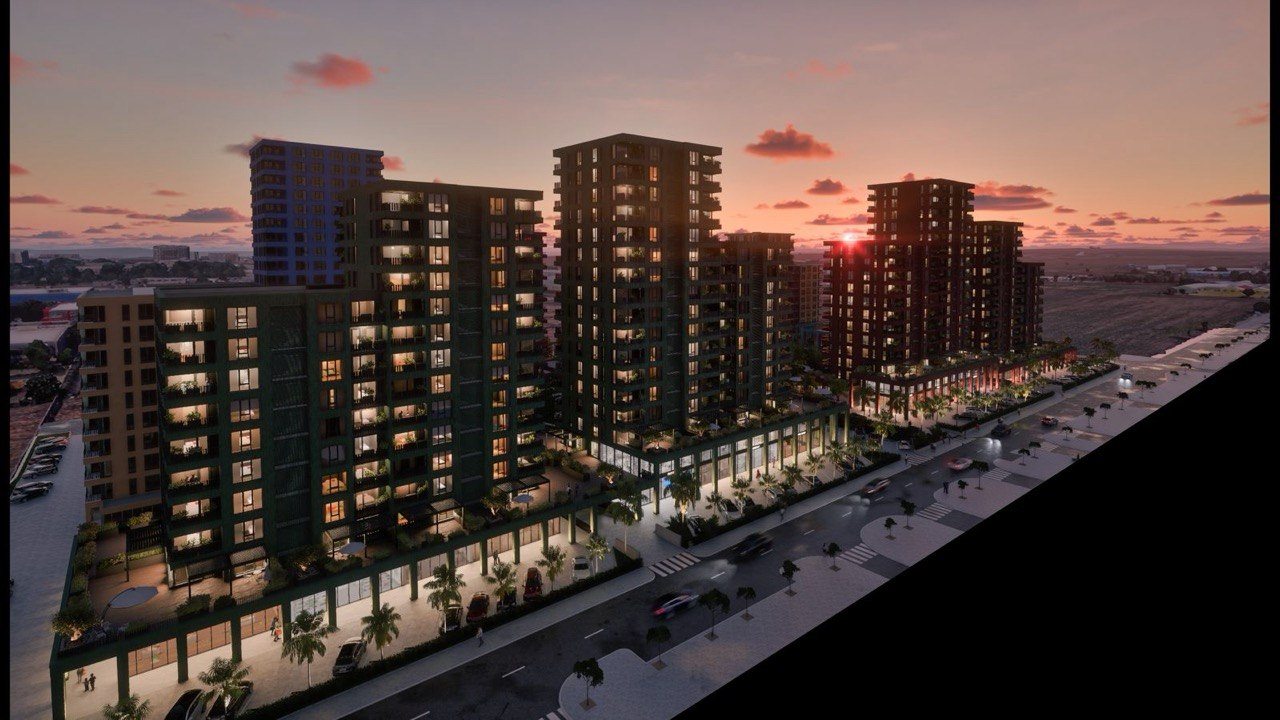 Панорама житлового комплексу District у сутінках